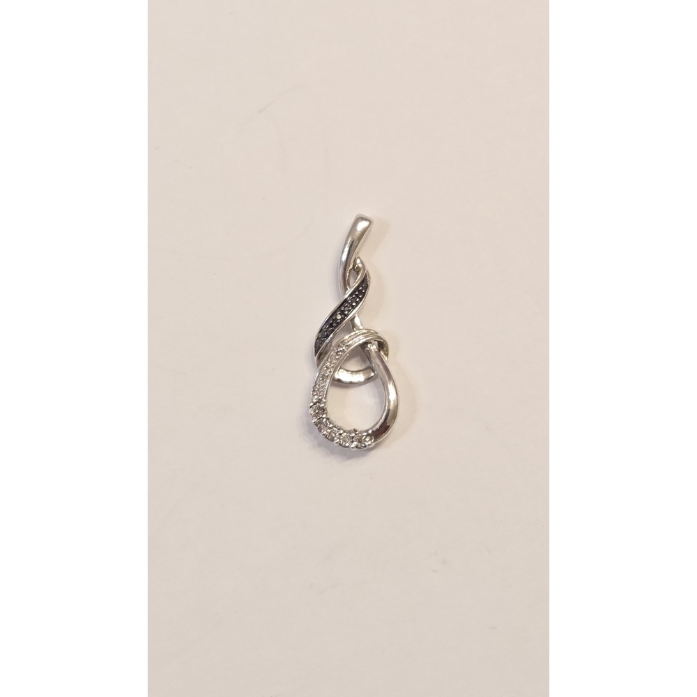 Kay's Sterling Silver Black & Clear Genuine Diamond Infinity Love Pendant 925